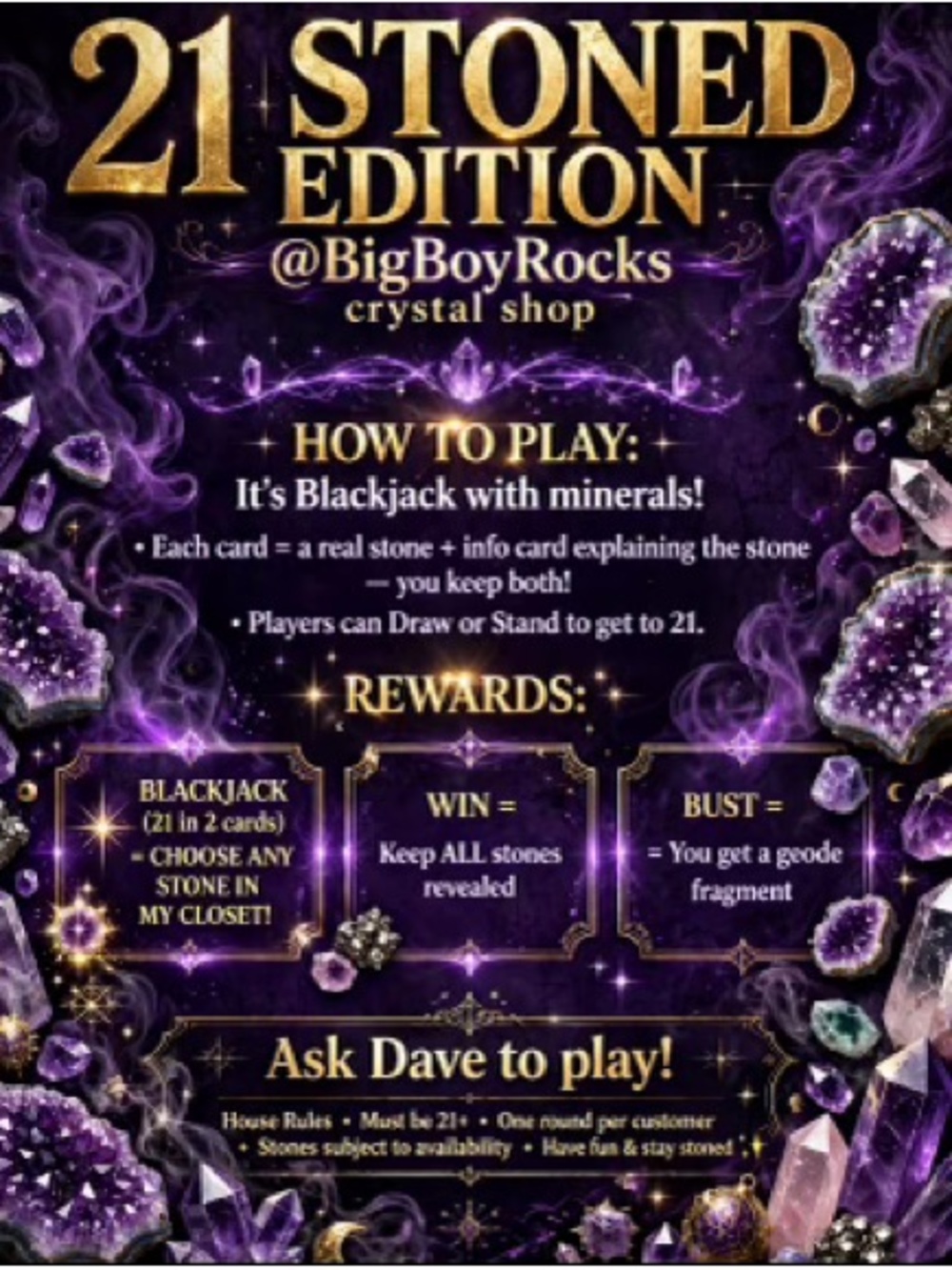 21 Stoned Edition - Purple Crystal Blackjack Game